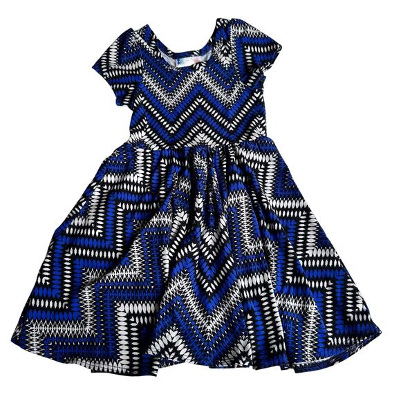 Dot Dot Smile Black & Blue Chevron Ballet Dress - Size 2 - Picture 1 of 4